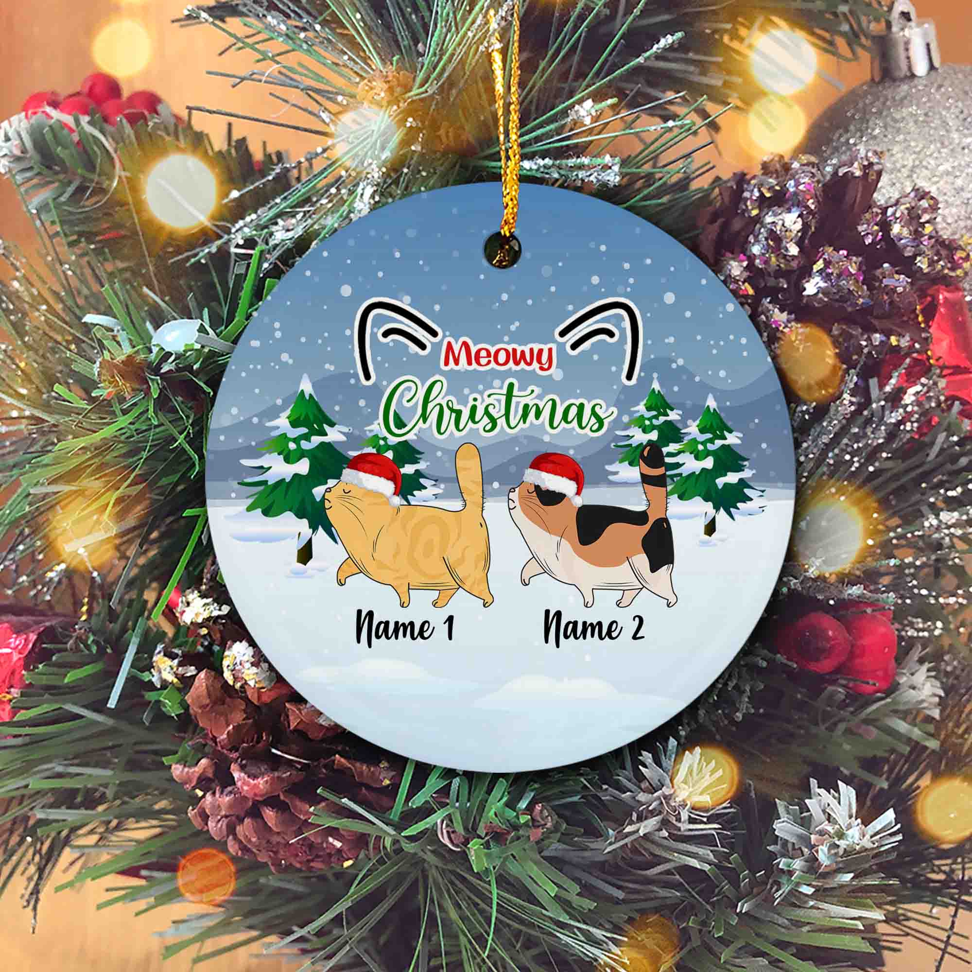 Meowy Christmas Ornament, Cat Christmas Ornament, Cat Ornament, Custom Name Ornament, Cat Lover Gift, Pet Lover Gift, Christmas Gift