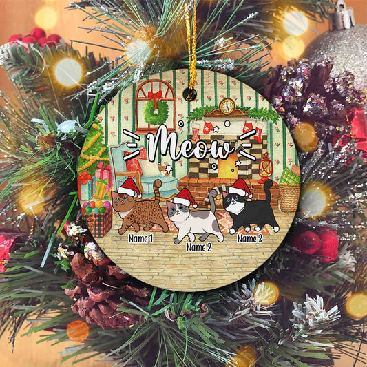 Personalized Cat Ornament, Cat Christmas Ornament, Pet Ornament, Custom Name Ornament, Meow Christmas Ornament, Cat Lover Gift