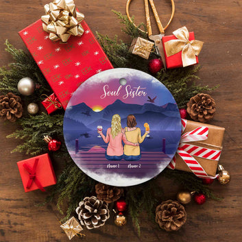 Personalized Sister Ornament, Soul Sister Ornament, Sister Christmas Ornament, Family Ornament, Bestie Ornament, Custom Name Ornament, Gift For Sister