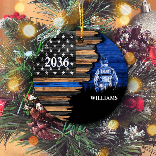 Personalized Police Ornaments, Half Camouflage Flag Ornament, Police Ornament, Police Officer Ornament, Police Gift, Chirstmas Ornament, Gift For Police Officer