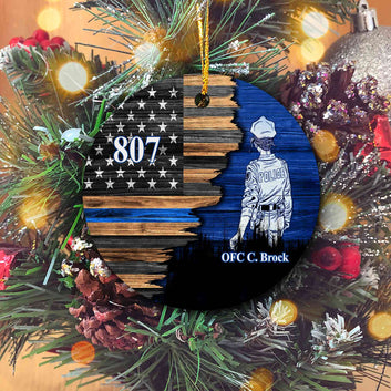 Personalized Police Ornaments, Half Camouflage Flag Ornament, Police Ornament, Police Officer Ornament, Police Gift, Chirstmas Ornament, Gift For Police Officer