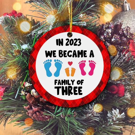 Personalized New Baby Christmas Ornament, We Became A Family Of Three Ornament, Family Of Three Ornament, Christmas Family Ornament, New Parents Gift, Ornament For New Parents
