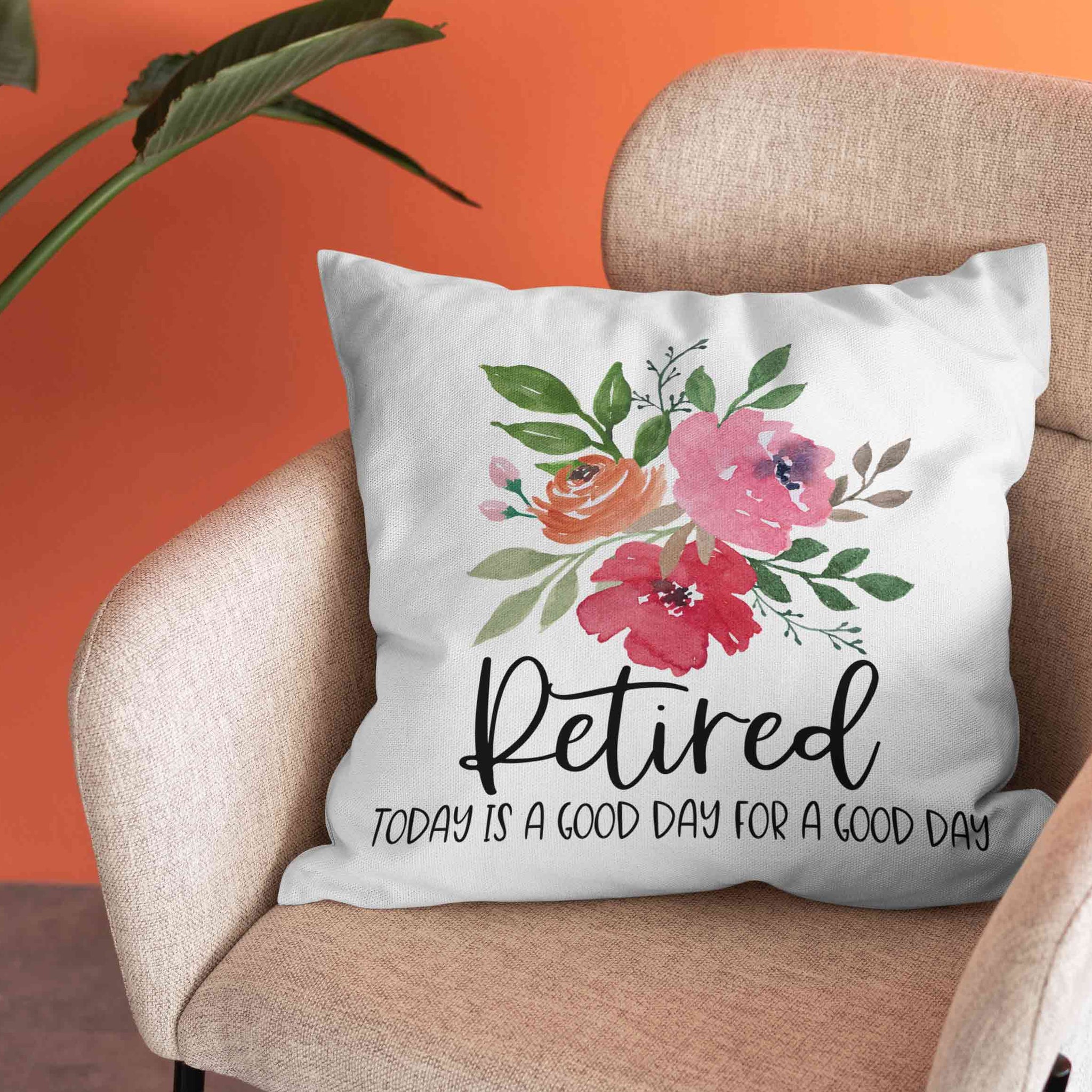 Retirement Gift Pillow, Retirement Pillow, Retirement Gift, Retired Pillow, Flower Pillow, Retirement Gifts For Women
