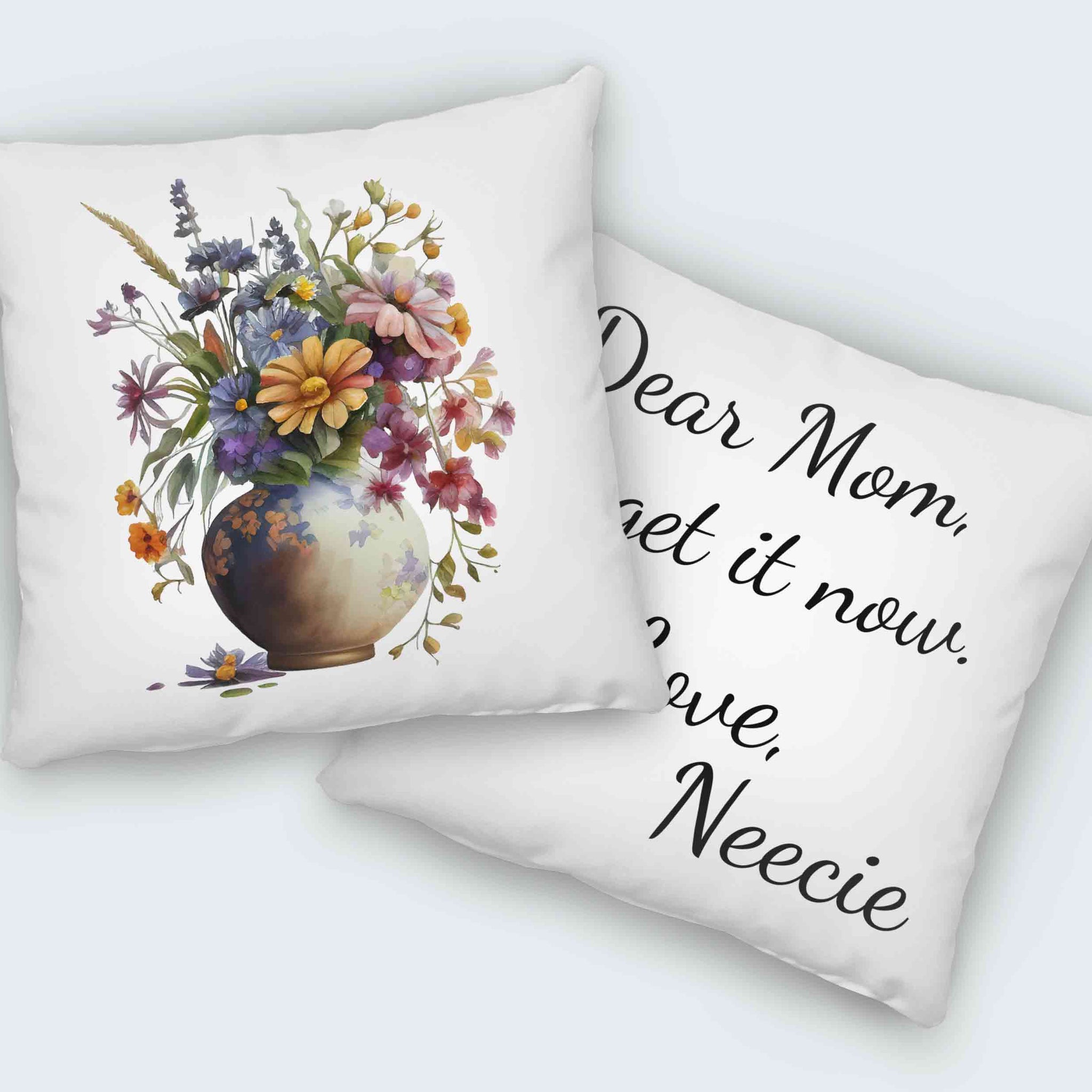 Dear Mom Pillow, Flower Mom Pillow, Mother's Day Gift, Grandma Gift, Flower Pillow, Custom Name Pillow, Gift For Mom From Daughter