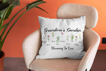 Personalized Grandma's Garden Pillow, Birth Month Flower Pillow Design, Gift For Grandmother, Gift Ideas For Nana, Gift From Grandkids, Gift for Grandma