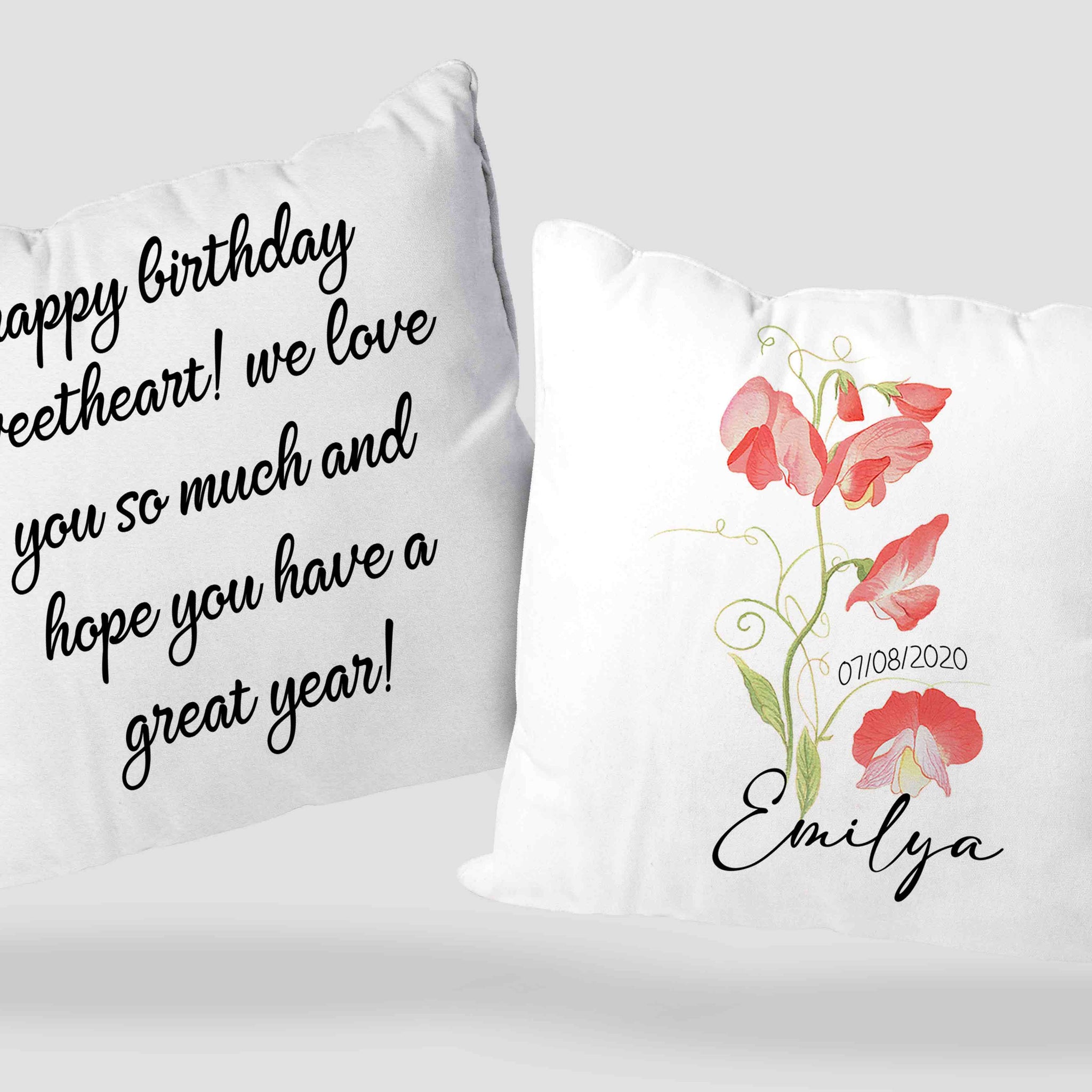 Personalized Birth Month Flower Pillow, Happy Birthday Pillow, Pillow Gift For Birthday, Birthday Gift for Friend, Gift for Sister