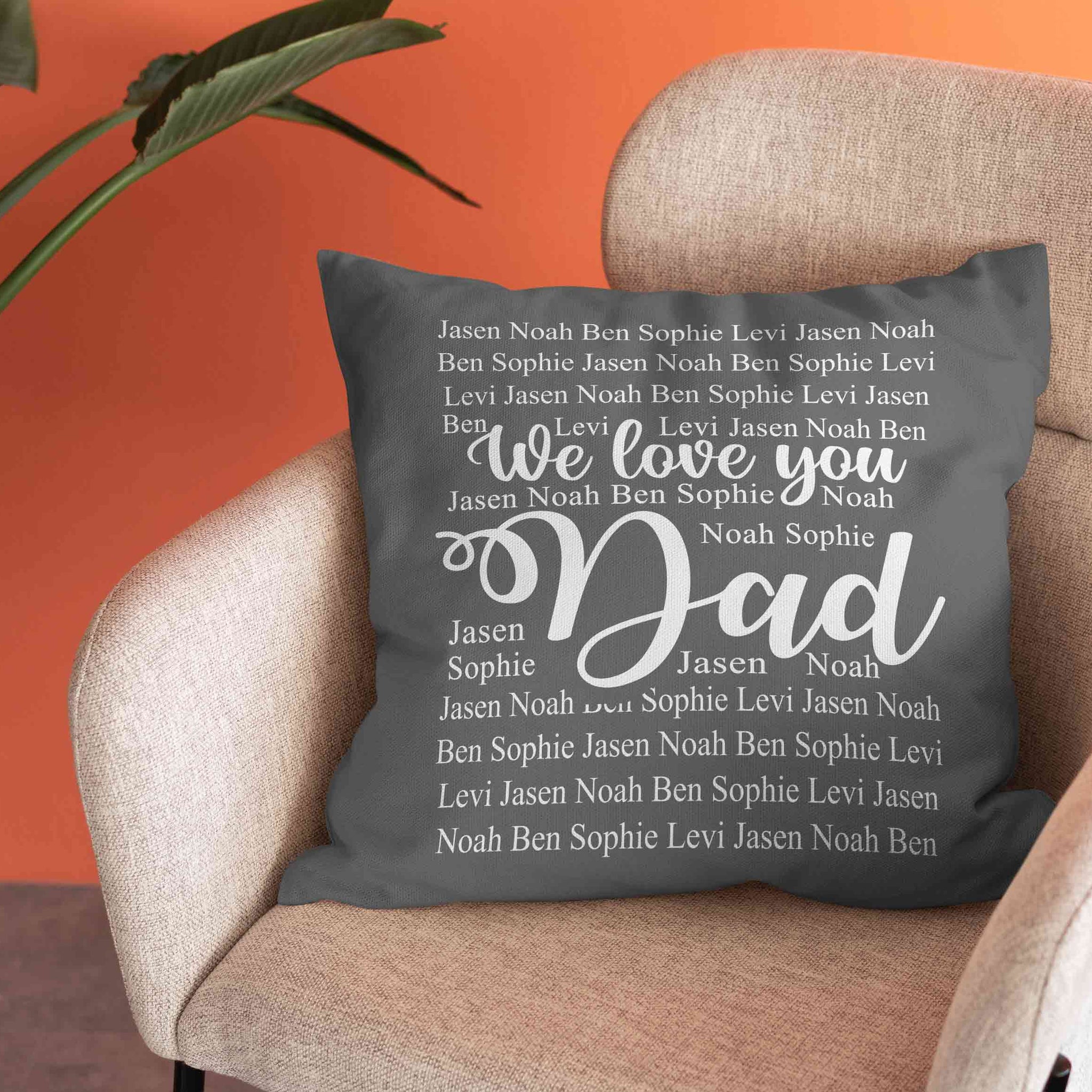 We Love You Dad Pillow, Dad Pillow, Custom Kids Name Pillow, Father's Day Present, Gift from Kids, Perfect Gift For Dad, Pillow for Father