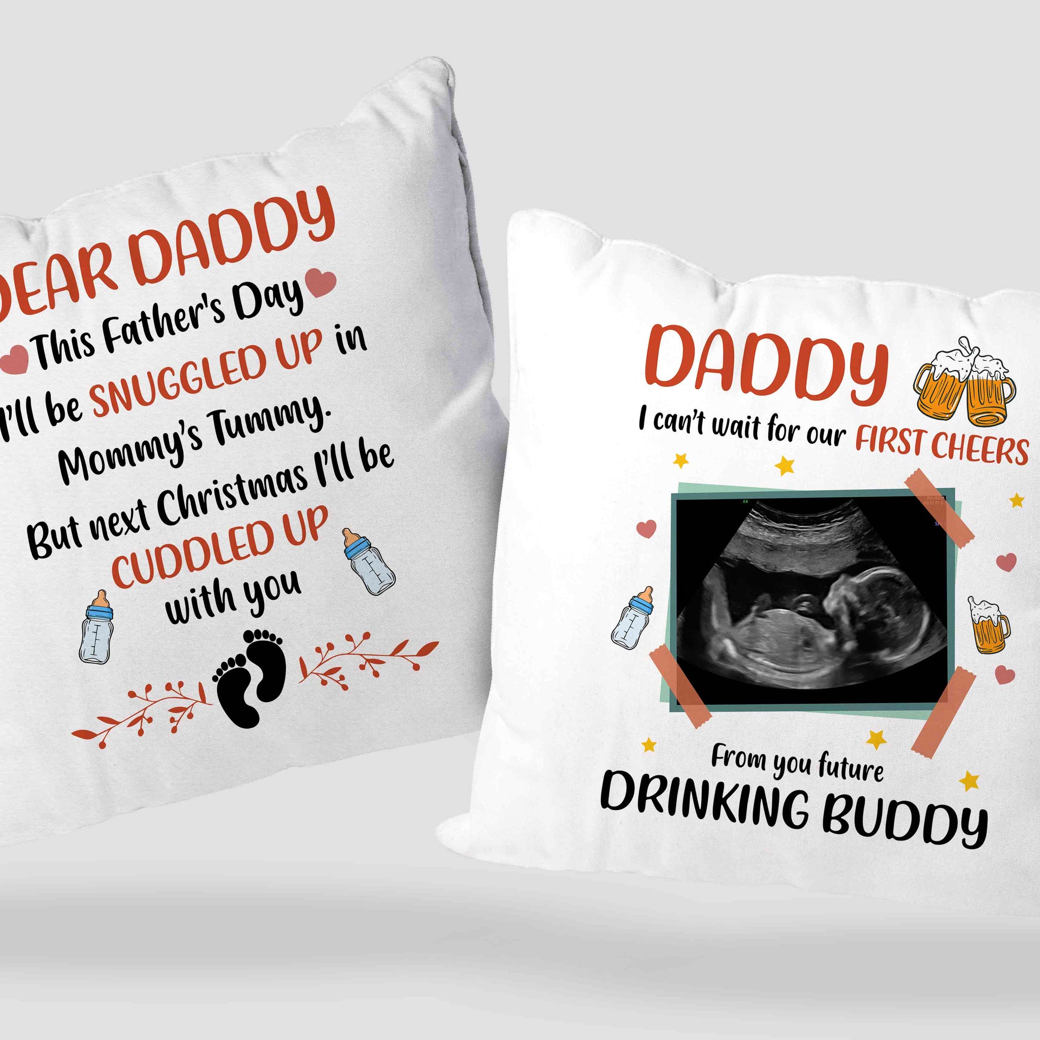 Personalized Ultrasound Photo Pillow, Ultrasound Pillow Father, Sonogram Pillow, Pregnancy Reveal, Baby Announcement, Dad Pillow, Father's Day Pillow