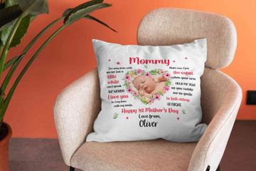 First Mother's Day Pillow, New Mom Gift Pillow, 1st Mother's Day Pillow, Personalized Photo Of Baby Pillow, New Baby Photo, Custom Name Pillow