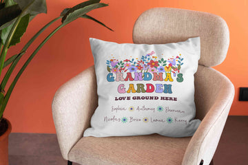 Flower Pillow, Grandma's Garden Pillow, Gift Ideas For Nana, Gigi Gifts, Customized Pillow, Gift From Grandkids, Grandma's Birthday Day Gifts