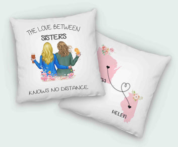 The Love Between Sister Knows No Distance Pillow, Sister Pillow, Distance Pillow, Custom State Pillow, Custom Name Pillow, Best Gift Pillow For Sister