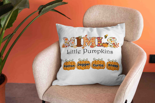 Mimi's Little Pumpkins Pillow, Grandma Pillow, Pumpkins Pillow, Grandma Gift Pillow, Custom Name Pillow, Personalized Grandkids Pillow, Best Gift Pillow For Grandma