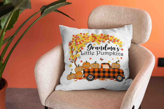 Personalized Grandkids Pillow, Grandma's Little Pumpkins Pillow, Pumpkins Pillow, Grandma Gift Pillow, Custom Name Pillow, Best Gift Pillow For Grandma