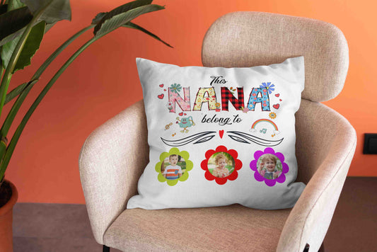 This Nana Belong To Pillow, Personalized Grandkids Pillow, Grandma Pillow, Custom Image Pillow, Grandma Gift Pillow, Best Gift Pillow For Grandma