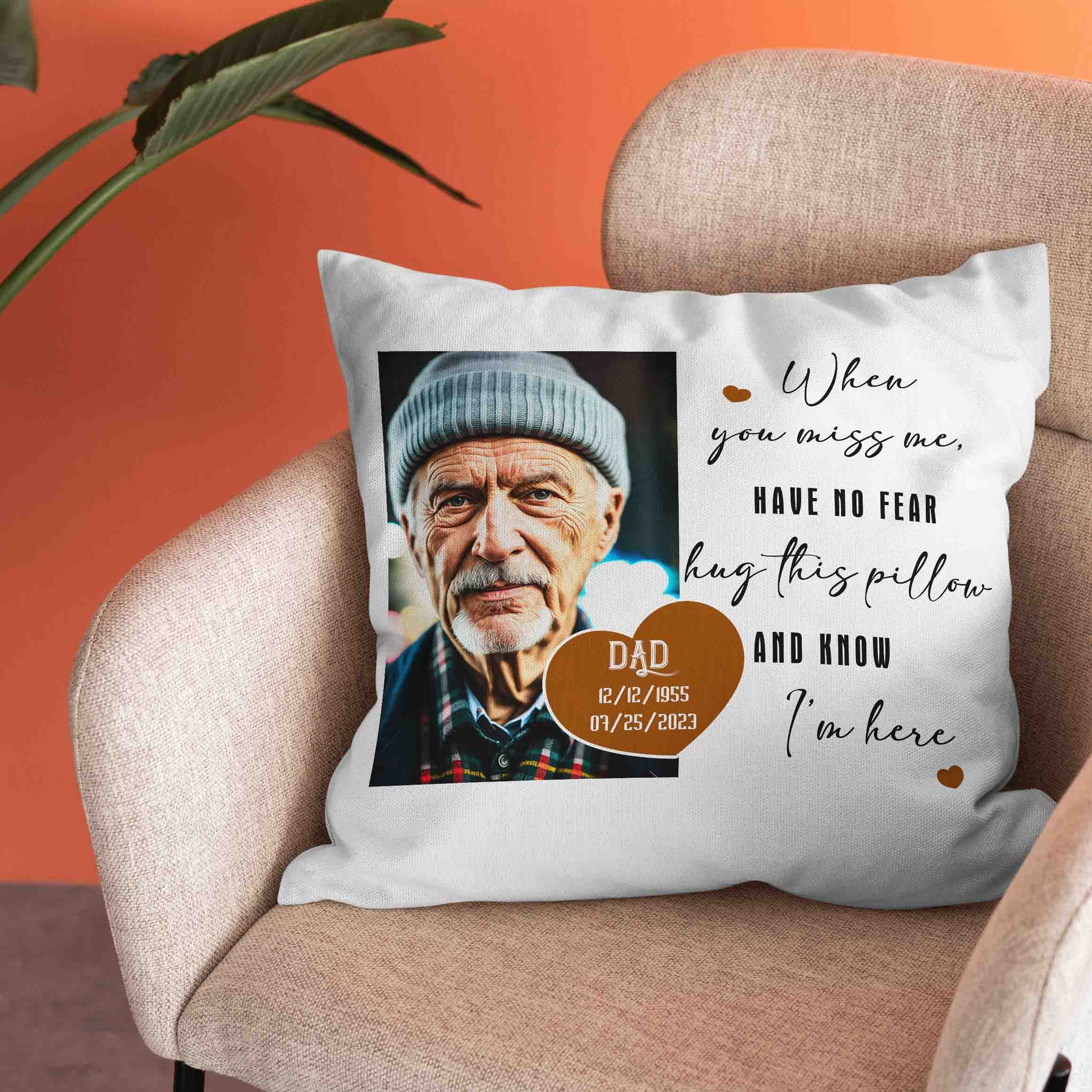 Personalized Memorial Pillow, When You Miss Me Hug This Pillow, Custom Photo Pillow, Memorial Pillow, Sympathy Gift, Memorial Gift