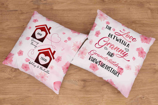 The Love Between A Granny And Grandchildren Knows No Distance Pillow, Distance Pillow, State Pillow, Custom Name Pillow, Grandma Pillow, Mother's Day Gift For Grandma