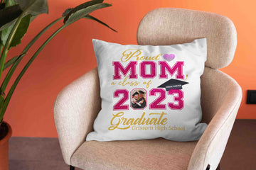 Proud Mom Pillow, Graduate Pillow, Gift For Graduate, Graduate School Graduation Gifts For Her, Grad Gifts, Custom Name Pillow, Custom Photo Pillow