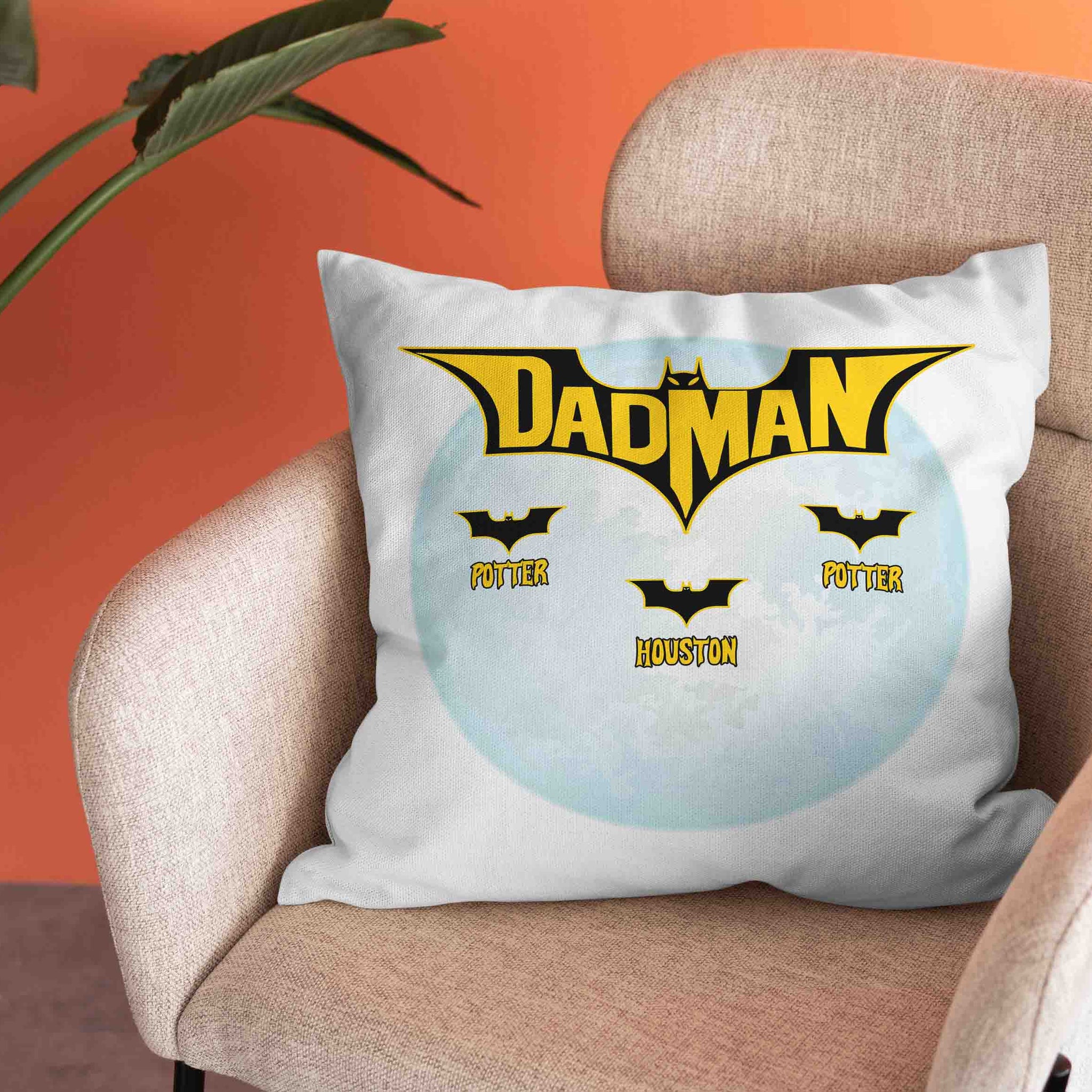 Personalized Batman Pillow, Dadman Pillow, Batman Pillow, Superhero Pillow, Father Pillow, Custom Name Pillow, Family Pillow, Father's Day Pillow, Gift Ideas For Dad