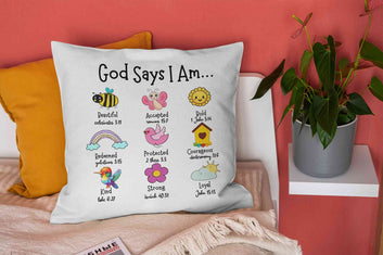 God Says I Am Pillow, Christian Pillow, Religious Pillow, Bible Verse Pillow, Religious Gift, Bible Study Gift, Jesus Pillow, God Pillow