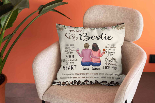 Personalized Bestie Pillow, Best Friend Pillow, Custom Name Pillow, Best Friend Birthday Pillow, Friendship Pillow, Bestie Gifts