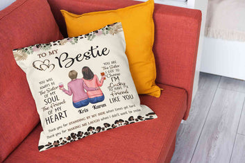 Personalized Bestie Pillow, Best Friend Pillow, Custom Name Pillow, Best Friend Birthday Pillow, Friendship Pillow, Bestie Gifts