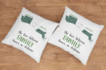 The Love Between Family Knows No Distance Pillow, Family Pillow, State Pillow, Distance Pillow, Custom State Pillow, Custom Name Pillow, Family Gift