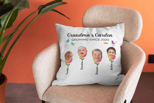 Personalized Grandma Pillow, Custom Face Pillow, Grandmas Garden Pillow, Personalized Gift For Grandma, Grandma Pillow, Gift For Grandma, Mothers Day Gift