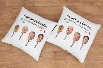 Personalized Grandma Pillow, Custom Face Pillow, Grandmas Garden Pillow, Personalized Gift For Grandma, Grandma Pillow, Gift For Grandma, Mothers Day Gift