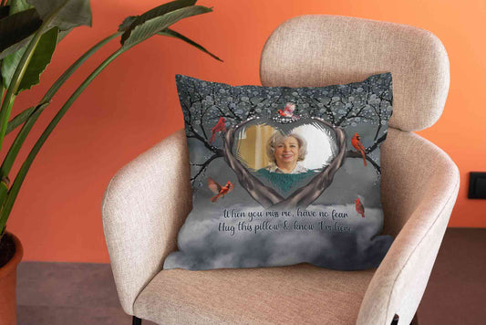Personalized Memorial Pillow, Cardinal Winter Memorial Pillow, Custom Photo Pillow, Memorial Pillow, Rememberance Pillow, Memorial Gift, Sympathy Gift