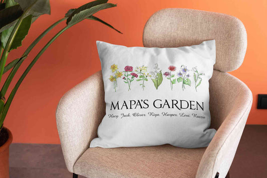 Personalized Birth Month Flower Pillow, Birth Month Flower Pillow,  Family Garden Birth Flower Pillow, Mother's Day Gift, Custom Grandkids Birthday Month Flowers Pillow