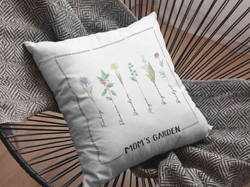 Personalized Birth Month Flower Pillow, Birth Month Flower Pillow, Mom's Garden Pillow, Birth Flower Gift, Mothers Day Gift, Family Flower Pillow, Gift for Mom
