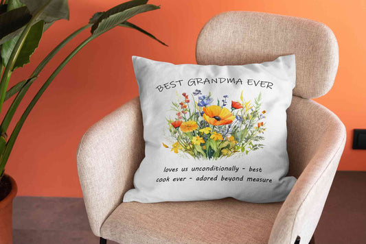 Personalized Floral Grandma Pillow, Best Grandma Ever Pillow, Grandma Pillow, Funny Grandma Pillow, Grandma Gifts, Mother's Day Gift, Gift From Grandkids, New Grandma Gift