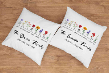 Personalized Birth Month Flower Pillow, Birth Month Flower Pillow, Family Flower Garden Pillow, Birth Flower Gift, Mothers Day Gift, Family Flower Pillow