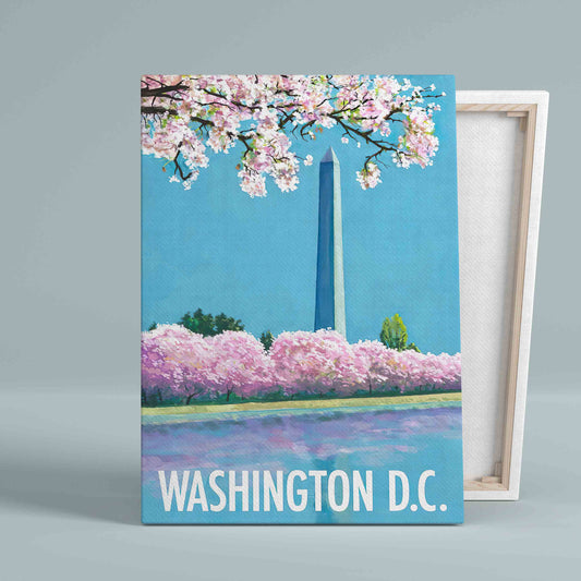 Washington DC Canvas, Cherry Blossom Canvas, Travel Poster Canvas, Wall Art Canvas, Gift Canvas