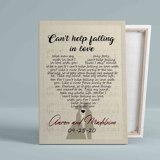 Can't Help Falling In Love Canvas, Custom Name Canvas, Anniversary Canvas, Gift Canvas
