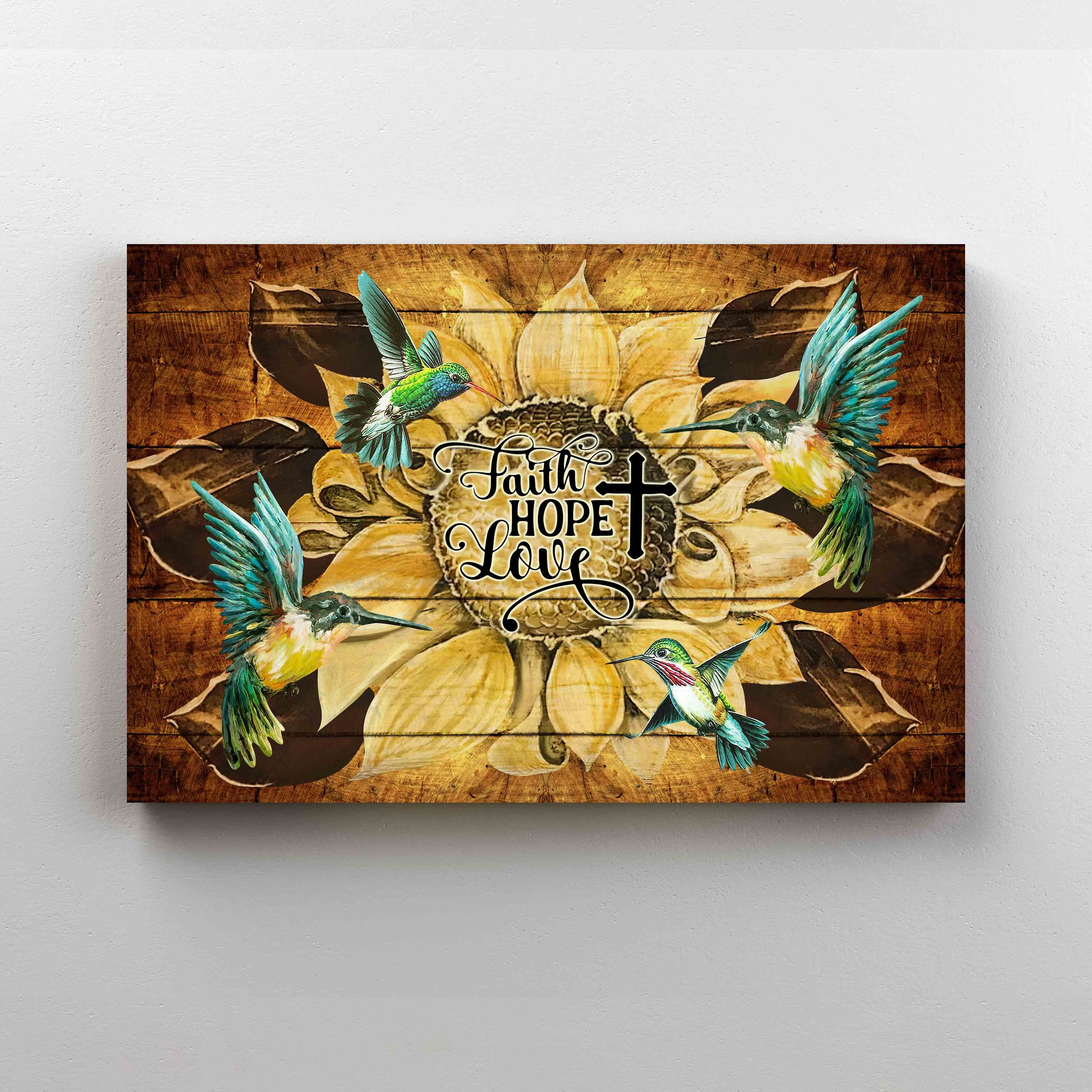 Faith Hope Love Canvas, Sunflowers Canvas, Hummingbird Canvas