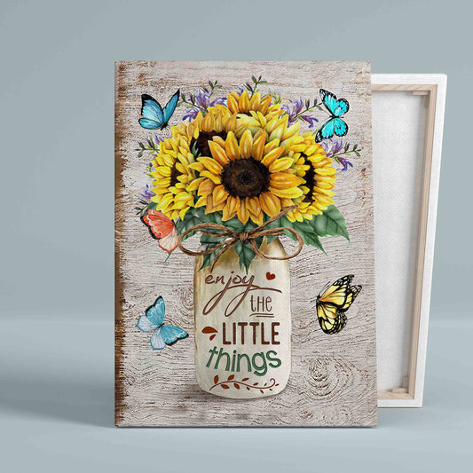 Enjoy The Little Things Canvas, Sunflower Canvas, Butterfly Canvas