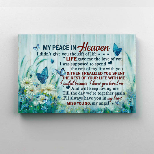 My Peace in Heaven Canvas, Flower Field With Butterfly Canvas, Wall Art Canvas, Gift Canvas