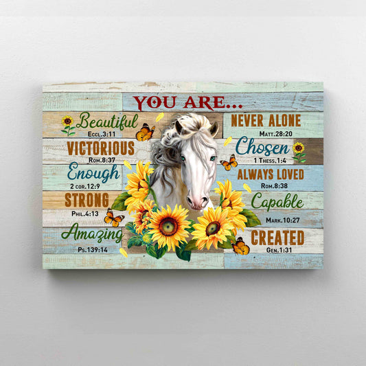 You Are Beautiful Canvas, Beautiful Horse Canvas, Sunflower Canvas, Gift Canvas