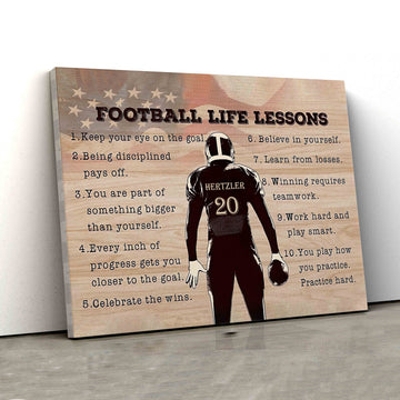 Personalized Name Canvas, Football Life Lessons Canvas, Wall Art Canvas, Gift Canvas
