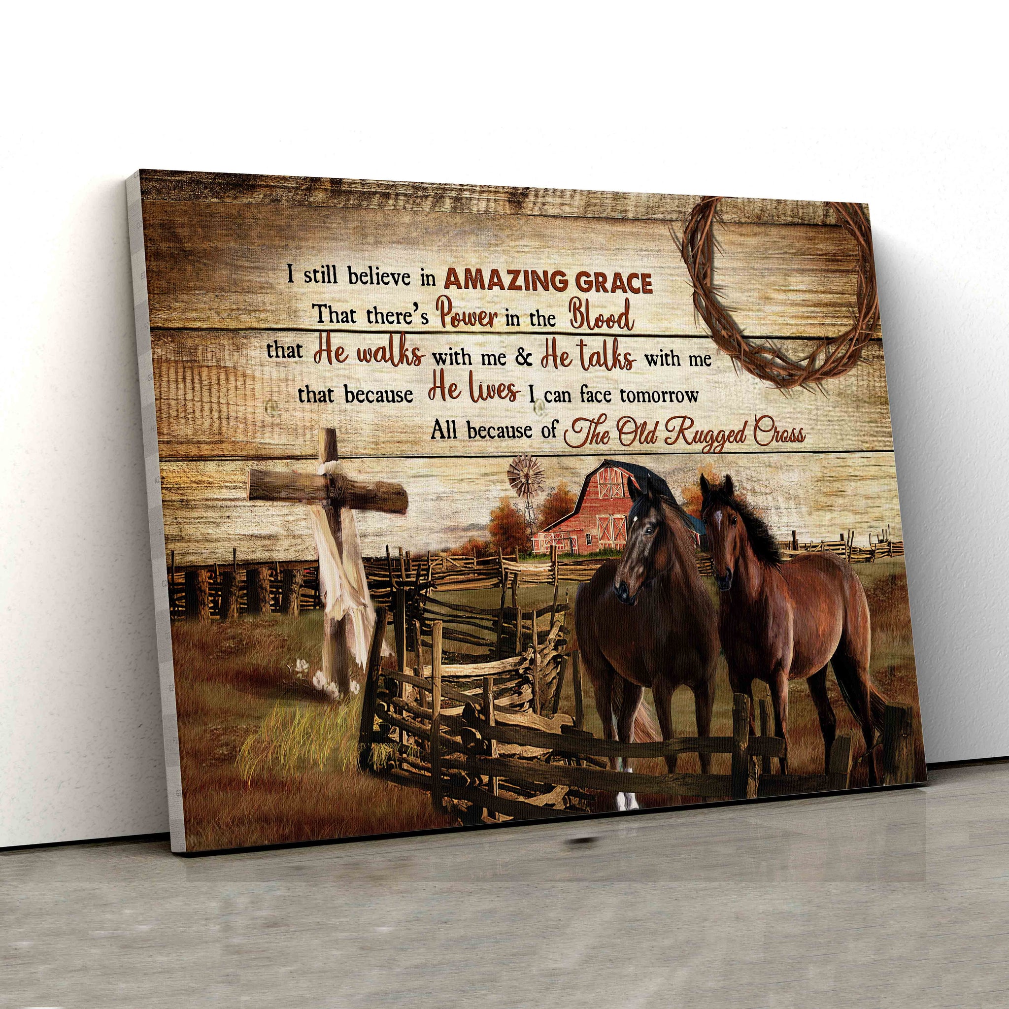 I Still Believe In Amazing Grace Canvas, Horse Canvas, Cross Canvas, Wall Art Canvas, Barn Canvas