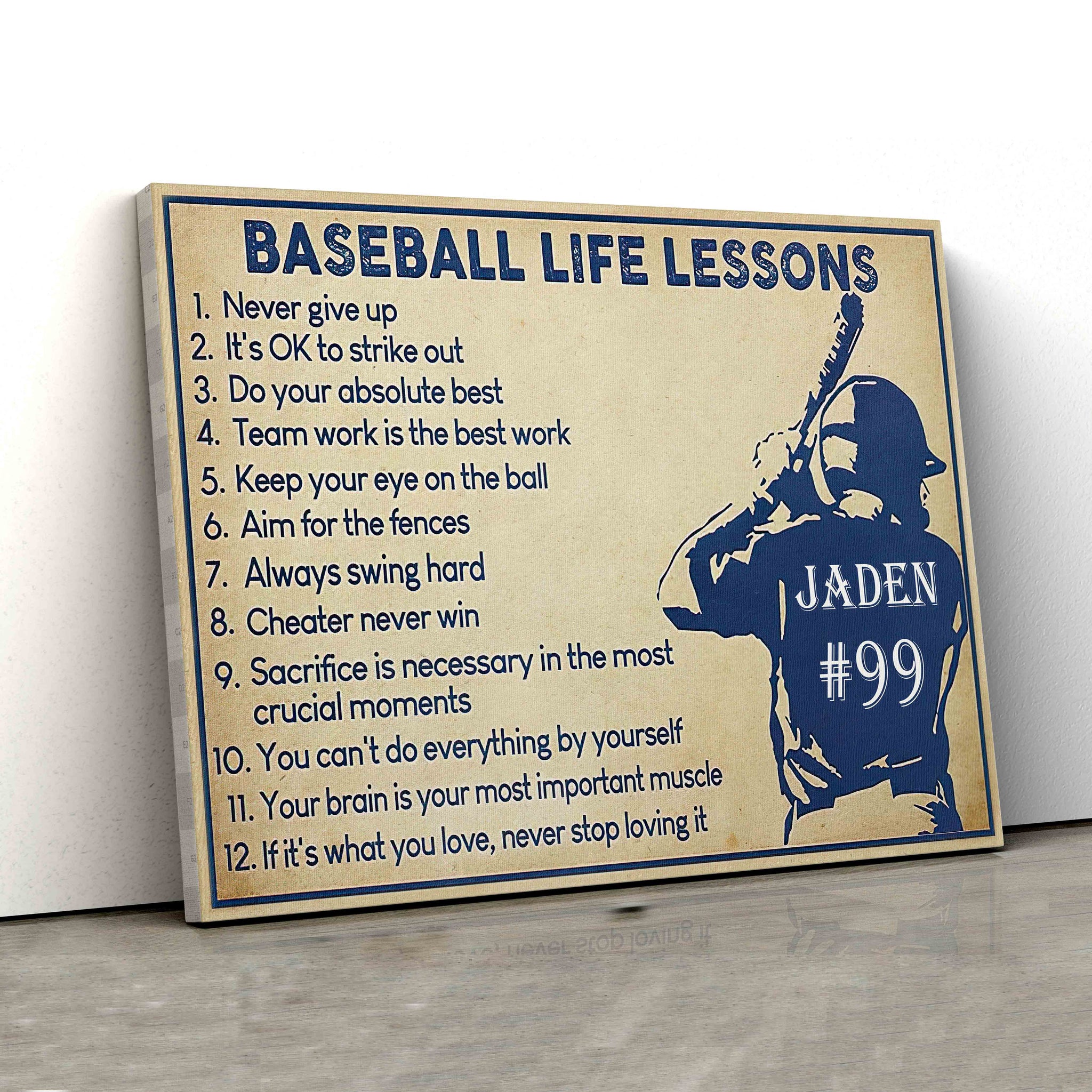 Personalized Name Canvas, Baseball Life Lessons Canvas, Baseball Canvas, Gift Canvas
