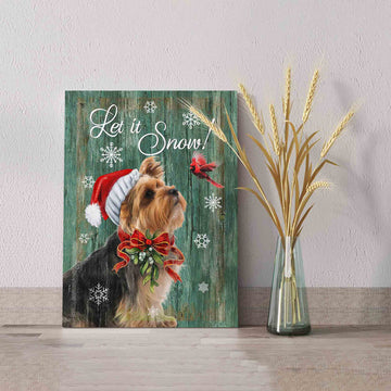 Yorkshire Terrier Canvas, Cardinal Canvas, Christmas Canvas, Let It Snow Canvas, Gift Canvas