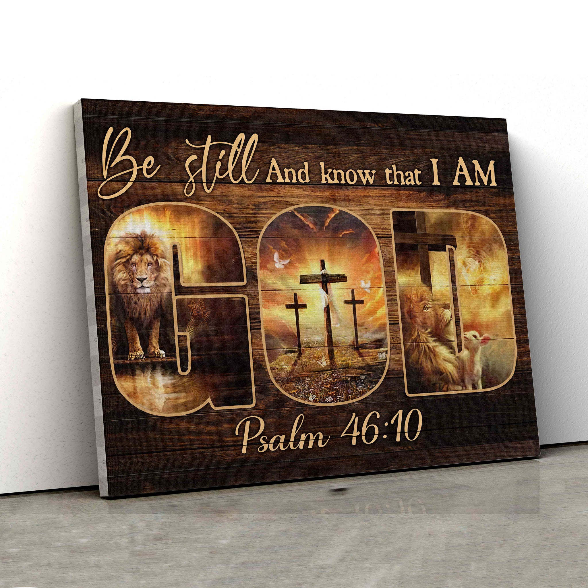 Be Still And Know That I Am God Canvas, God Canvas, Cross Canvas, Lion Canvas, Canvas For Gift