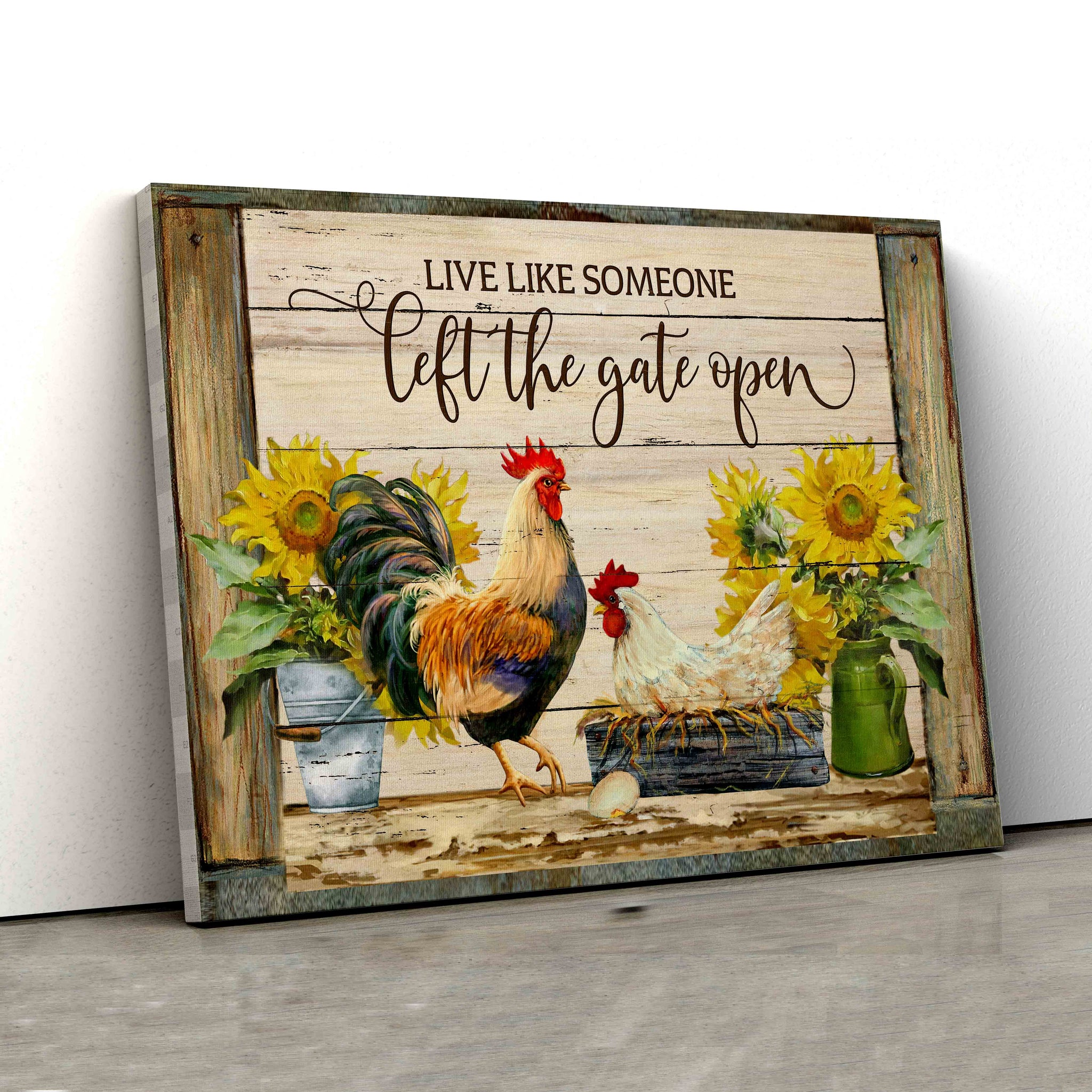 Chicken Canvas, Sunflower Canvas, Live Like Someone Canvas, Canvas For Gift