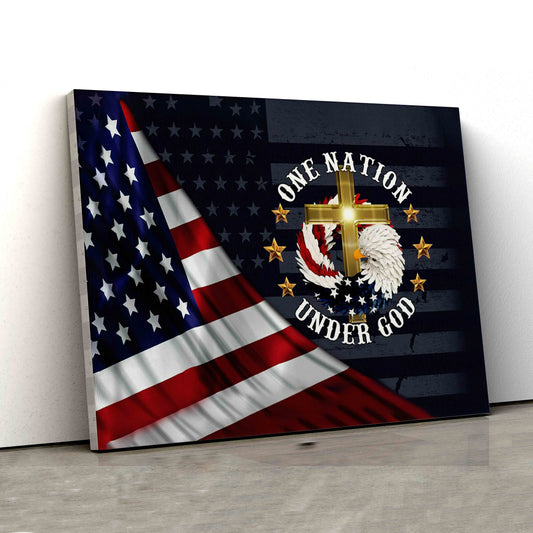 US Flag Canvas, One Nation Under God Canvas, Bald Eagle Canvas, Canvas For Gift
