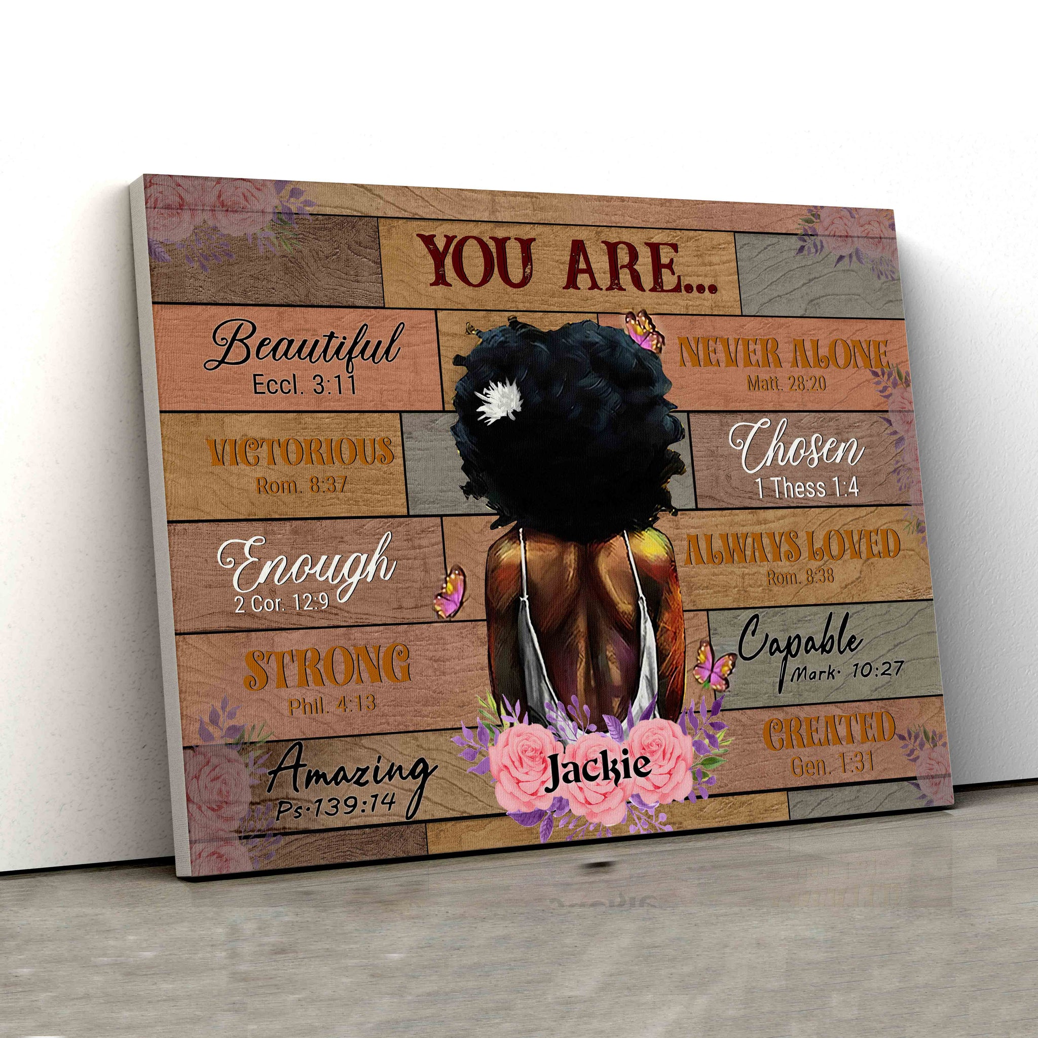 You Are Beautiful Canvas, Black Woman Canvas, Custom Name Canvas, Wall Art Canvas, Canvas For Gift