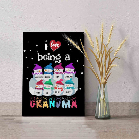 I Love Being A Grandma Canvas, Family Canvas, Custom Name Canvas, Canvas For Gift