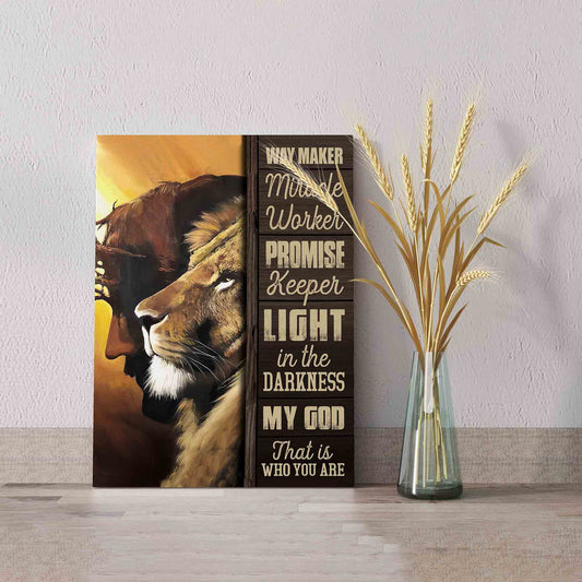 Way Maker Miracle Worker Promise Keeper Canvas, Jesus Canvas, Lion Canvas, God Canvas, Canvas For Gift