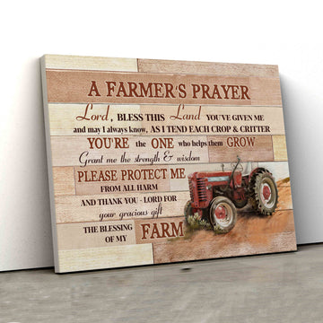A Farmer’s Prayer Canvas, Red Truck Canvas, Farm Canvas, Canvas For Gift